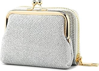 2 in 1 Change Purse Wallet,Credit Card Holder with Cion Purse,Gift for Women Mom,Cute Pouch for Gril with Zipper Clasp (Silver)
