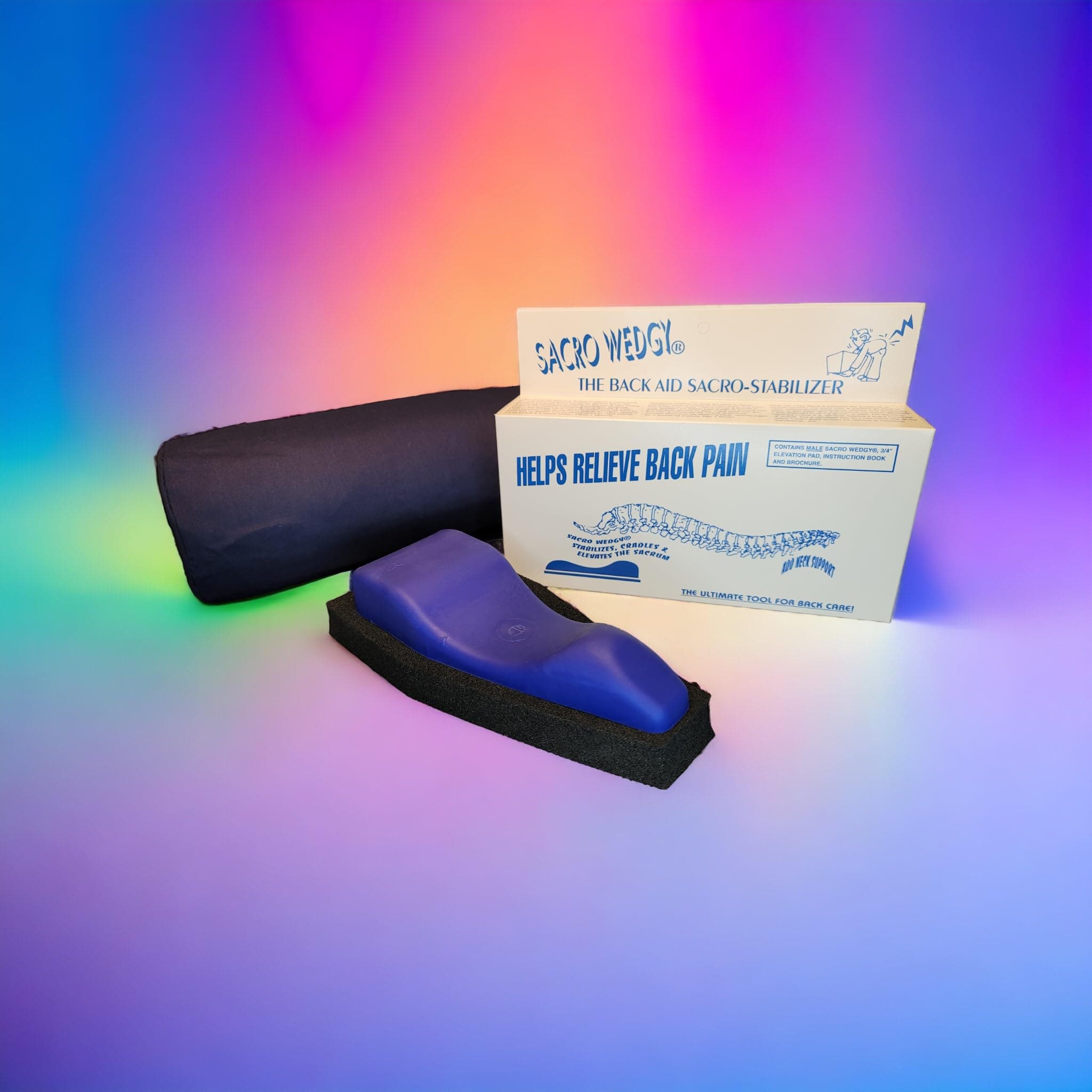 Male Version * Complete System: Includes Sacro Wedgy Cervical Support Pillow. - The Back Aid Sacral Stabilizer - Helps Releive Back Pain