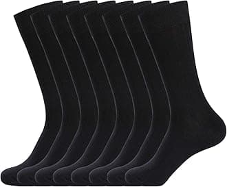 Mens Dress Socks Double Needle Rib Cotton Solid Premium Socks Lightweight Classic Business Socks 6/8 Pairs 7-12/13-15