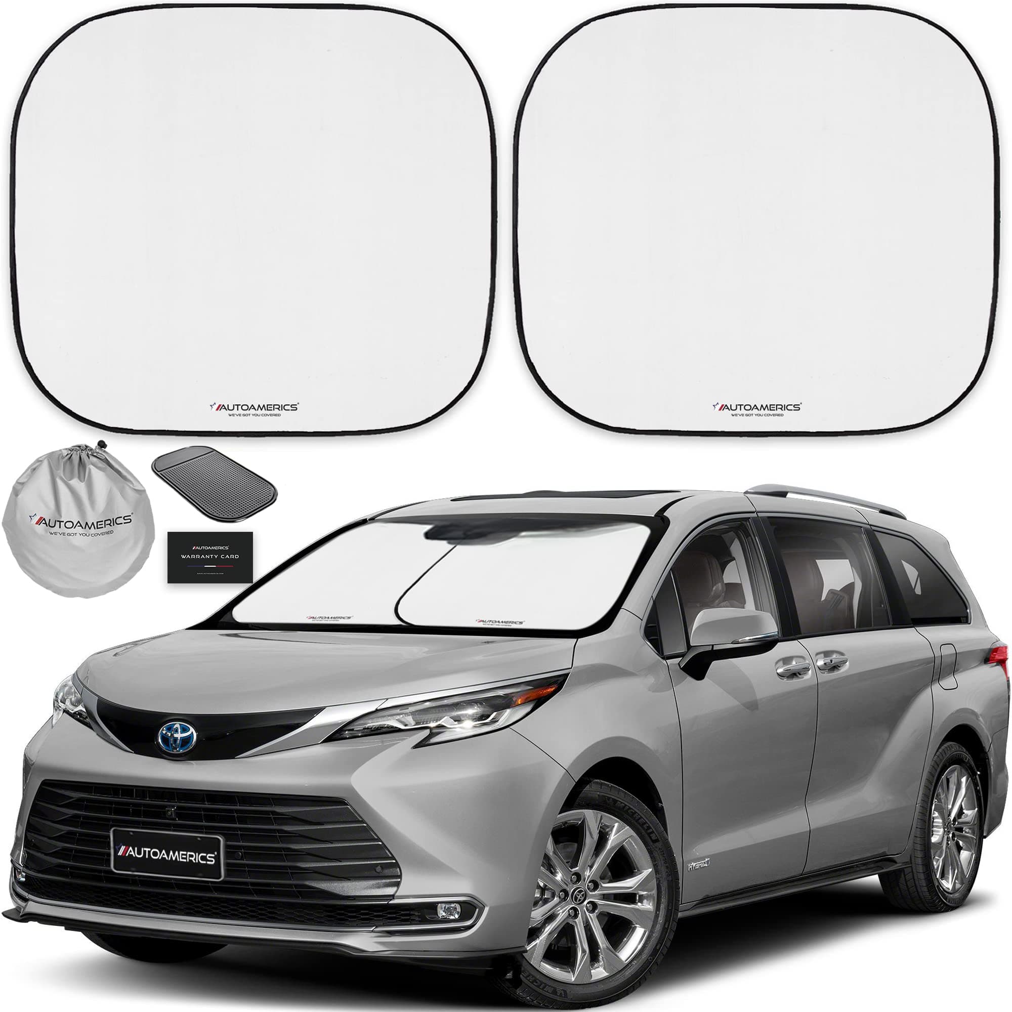 Windshield Sun Shade 2-Piece Foldable Car Front Window Sunshade for Full Size SUV Truck Tesla - Auto Sun Blocker Visor Protector Blocks Max UV Rays and Keeps Your Vehicle Cool - Large Fit