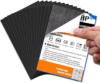15 Pack Magnetic Sheet with Adhesive, 3.7" x 5.7" Adhesive Magnetic Sheets, Cuttable Flexible Magnetic Sheet, Display Replacement Magnets Backing