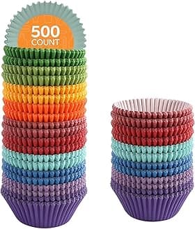 GUSTO [500Pcs] Standard Colorful Muffin Liners, Cupcake Liners for Baking, Food Grade & Grease-Proof, Baking Cups - Bright Assorted Colors for Cupcakes, Candy Cups and Cake Balls