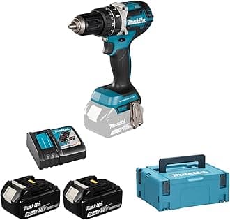 Makita DHP484RTJ 18V Li-Ion LXT Brushless Combi Drill Complete with 2 x 5.0 Ah Li-Ion Batteries and Charger Supplied in A Makpac Case