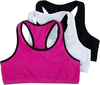 Fruit of the Loom Girl's Cotton Built-up Sport 3 Pack(Pack of 3) Sports Bra