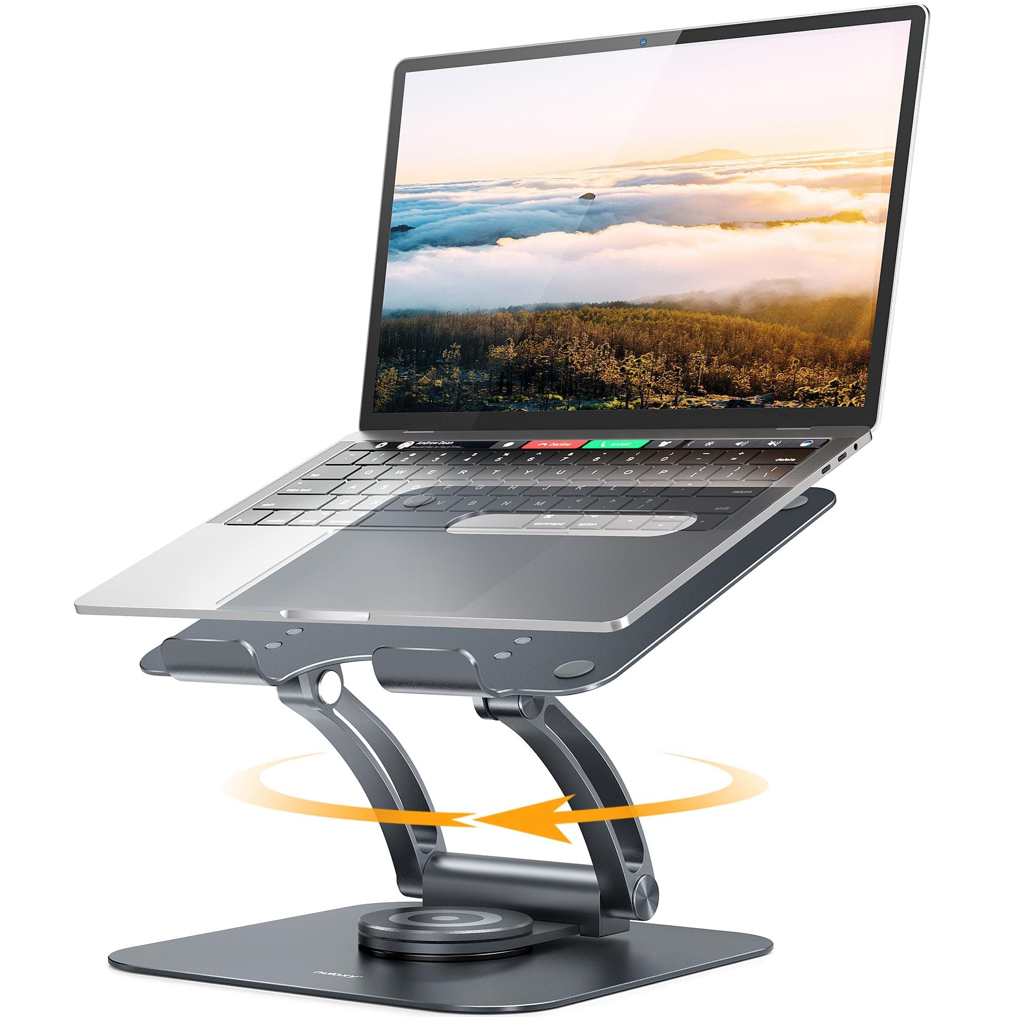 - Nulaxy 360° Rotating Laptop Stand for Desk, Ergonomic Notebook Riser with Adjustable Swivel Base Foldable Computer Holder Portable Office Accessories Compatible with All 10-17" Laptops