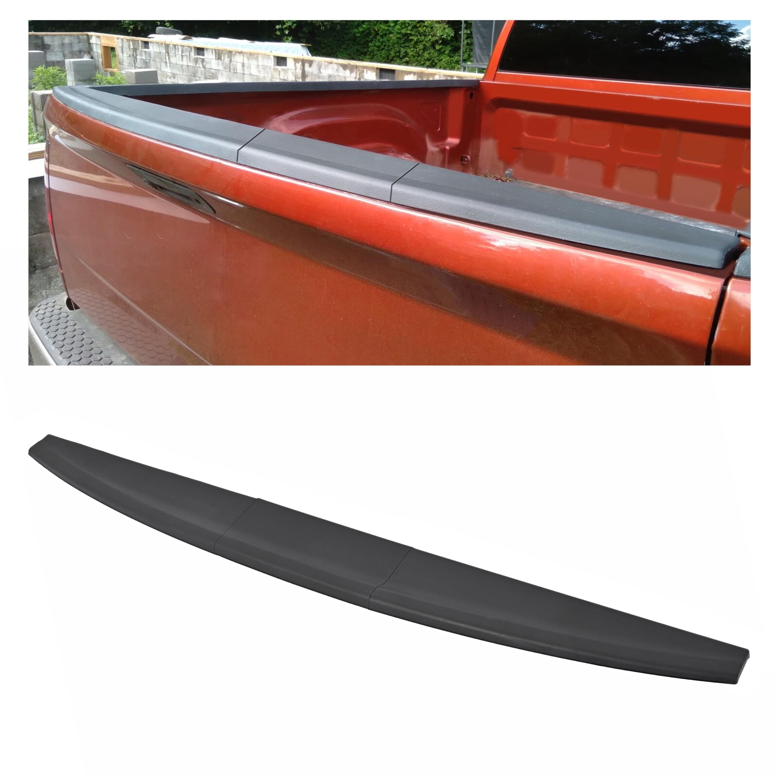 Tailgate Molding Cap Spoiler Compatible with 2009-2019 Dodge Ram 1500 2500 3500 Classic Replacement for CH1909100 55372052AH 6502632 926-578 Tail Gate Cover Top Protector Lip Trim (3Pcs)