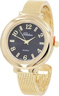 Blekon Original Mother of Pearl Cuff Bracelet Watch for Women with 31mm case Japanese Quartz Movement Metal hinged Bangle Style Cuff Wrist Watch for Ladies…