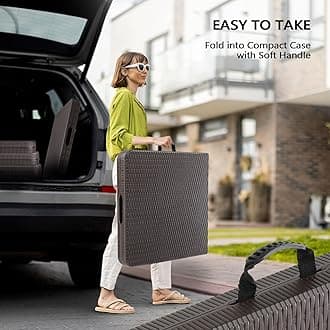 VINGLI 4 FT Plastic Folding Camping Table, Portable in/Outdoor Party Picnic Dining Desk,Garden Soccer Multipurpose Entertaining Activities, Brown