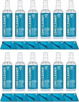 Royal Care Lens Cleaner Spray 100 ML Pack Kit – Professional Lens Cleaner Spray with Microfiber Cloths – Best for Eyeglasses, Cameras, and Lenses - Safely Cleans Fingerprints, Dust, Oil (Pack of 12)