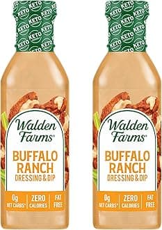 Walden Farms Buffalo Ranch Dressing & Dip – Calorie-Free, Gluten-Free, Low Carb, Keto-Friendly, Sugar-Free, Fat-Free, Dairy-Free Spicy Buffalo Ranch Flavor – 2-Pack, 12 oz Bottles