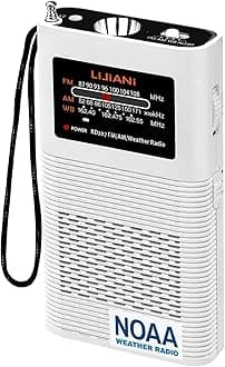 Pocket NOAA Weather Radio AM/FM Transistor, with Backlight,2W Flashlight,SOS Alarm, 15in Antenna, Earphone Jack, Replaceable1500mAh Battery,Best Reception Hurricane Tools