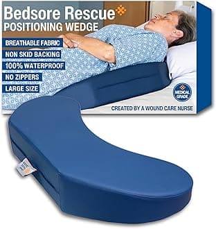 Bedsore Rescue Positioning Pillow Wedge - Tailbone, Sacrum, Buttocks - Large Size 250-400lbs - Hypoallergenic + Moisture Proof - Non-Slip Turning Wedge - Medical Grade Hospital to Home - Made in USA