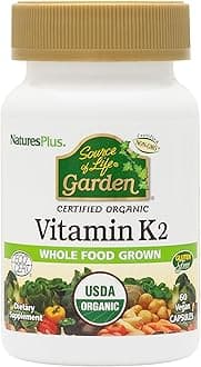 Source of Life Garden Vitamin K2 - 60 Capsules, Pack of 2 - Supports Healthy Bones - USDA Certified Organic, Non-GMO, Vegan, Gluten Free - 120 Total Servings