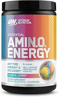 New Flavor Amino Energy - Pre Workout with Green Tea, BCAA, Amino Acids, Keto Friendly, Green Coffee Extract, Energy Powder - Rainbow Sherbet, 30 Servings (Packaging May Vary)