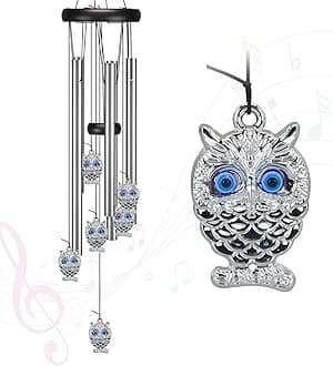 Windchimes Outdoors Clearance, Door Chime Wind Chimes for Outside Sympathy Wind Chimes for Patio Decoration, Garden Decor. Zen Garden Decor(Blue Evil Eye Owl)
