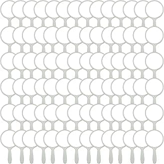 Vinsot 100 Pcs Handheld Mirror Bulk Small Hand Compact Mirrors with Handle Plastic Travel Makeup Portable 3.94 x 2.16 Inch for Birthday Dress up Wedding Practice Pronunciation (Green)