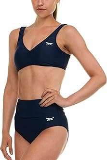 Reebok Bralette Bikini Sets for Women, High Waisted Bikini Bottoms, Womens Swimsuits Athletic Sporty Bathing Suit