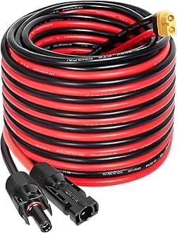 Solar to XT60 Extension Cable 10AWG 35FT Solar Connector to XT60 Adapter Cable for Solar Panel to Portable Power Station Solar Generator Battery Pack