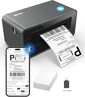 iDPRT Bluetooth Thermal Shipping Label Printer for Phone, 4x6, Supports Windows/Mac/iOS/Android, Ideal for Small Business and Shipping Packages