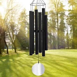 Large Wind Chimes Outdoor Deep Tone,45 Inch Sympathy Wind Chimes for Outside with 6 Tubes Tuned Relaxing Melody,Memorial Wind Chimes Large for Mom,Garden Decor,Black