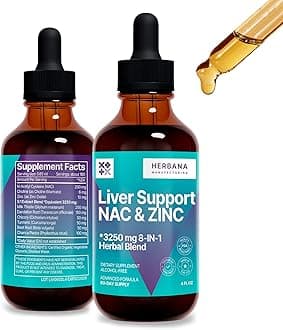 Liver Support & NAC, Zinc - 4 fl oz Liquid Drops with Milk Thistle, Dandelion Root, Chicory, Turmeric, Beet Root, Chanca Piedra - Liver Cleanse & Detox Supplement