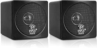 3" Mini Cube Bookshelf Speakers - 100W Small Bookshelf Speakers w/ 3" Paper Cone Driver, 8 Ohm - Passive Audio Book Shelf Speaker Pair For Home Theater Stereo Surround Sound - Pyle Home PCB3BK (Black)