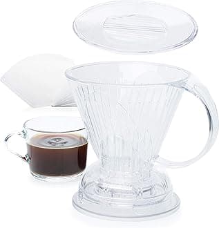 Coffee Dripper and Filters, Large 18 oz (Clear)| Barista's Choice | Safe BPA Free Plastic | Includes 100 Filters