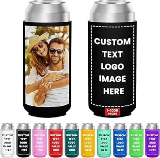70 Pack Custom Can Cooler Bulk 16 Oz Collapsible Neoprene Insulated Beer Bottle Sleeves Drink Holder, Personalized Birthday Decorations Bachelorette Party Favors & Wedding Gifts