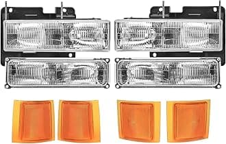 Headlights Assembly OE Sytle Replacement for 1994 1995 1996 1997 1998 Chevy Silverado Suburban C10 C/K 1500 2500 3500 Tahoe Headlamp w/Side Marker Lights