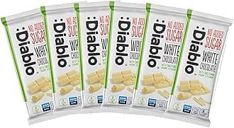 Diablo No Added Sugar White Chocolate – No Added Sugar Chocolate Bar Sweetened with Stevia, Gluten Free, Ideal for Any Occasion, Birthdays, Valentines, or Gift Hampers, 75g (Pack of 6)