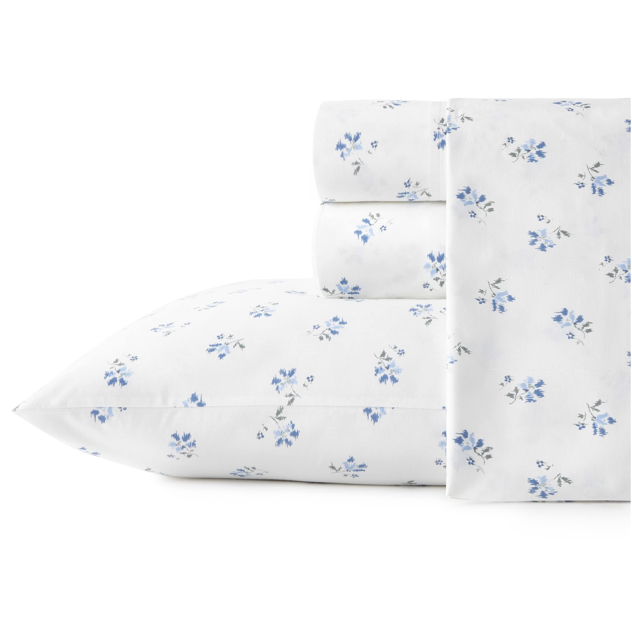 Stone Cottage - Queen Sheets, Cotton Percale Bedding Set, Crisp & Cool Ideal Bedding Set (Blue Sketchy Ditsy, Queen)OEKO-TEX STANDARD 100