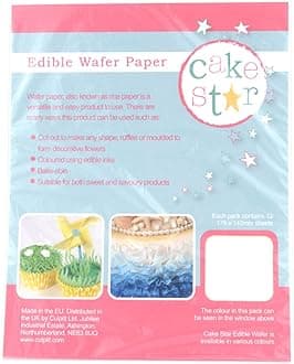 Cake Star White Wafer Paper, 178 x 142mm, 12 Sheets, Rice Paper For Baking and Cake Decorating