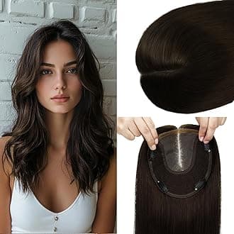 HAIR Toppers for Women Real Human Hair 6x7 inch 150 Density Base 16 inch 75 grams darkest brown Human Hair Topper for Women with Thinning Hair(#2 16inch)