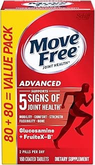 Move Free Advanced Glucosamine Chondroitin + Calcium Fructoborate Joint Support Supplement, Supports Mobility Comfort Strength Flexibility & Bone - 160 Tablets (80 servings)*