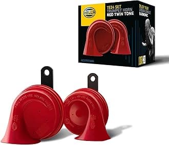 3FH 007 424-811 Trumpet Horn - TE16-12V - 110dB(A) - Frequency Range: 400/500Hz - Electric - Housing Colour: Red/Black - Flat Plug-in Connector - Kit - Quantity: 2