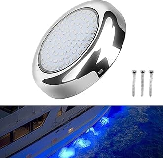 3.5inch Round Underwater Boat Lights IP68 Waterproof Led Boat Lights 2400LM Surface Mount 316 Stainless Steel Marine Led Lights for Boats Transom Pool Courtesy Deck Interior Lights