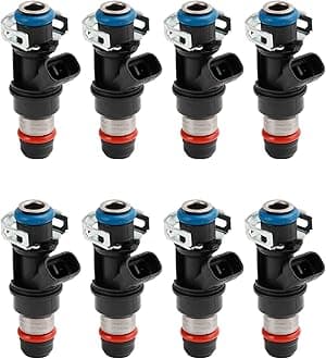 8×Fuel Injectors Fit For 8.1 Mercury Mercruiser 496 MAG,-496 HO 8.1S MPI,8.1L HO,For Chevrolet and GMC Trucks 1999-2007 4.8L 5.3L 6.0L 8.1L fitted with Delphi Multec II injectors Mini Connector