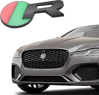 R-Dynamic Sports 3D Badge,Car Body Trunk Fender Front Grille R-Sport R S Emblem Logo Sticker,Special Vechicle Symbol Compatible with Jagvar Accessories(R-Sports Black Grille)