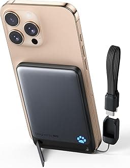 for MagSafe Portable Charger, Ultra Slim 5000mAh Magnetic Power Bank, Qi2 Certified 15W Fast Charging, with USB C Cable & Stand, MagSafe Compatible Battery Pack, for iPhone 17 16 15 14 13 12 Only