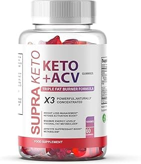 Supra Keto + ACV Gummies, Supports Healthy Weight Loss, Supra Keto UK, 60 Gummies, All Natural Ingedients, 1 Month Supply 1000MG Formula/Supplement Heaven