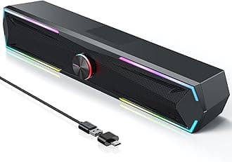 Computer Speakers for Pc Desktop with Clear Sound, Flowing LED PC Speaker for Computer Desktop Laptop Monitor, Bluetooth & USB Input