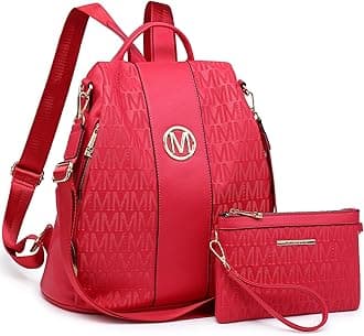 MKP COLLECTION Women Fashion Backpack Purse Multi Pockets Anti-Theft Rucksack Travel Shoulder Bag Handbag Set 2pcs