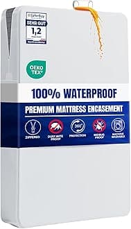 Utopia Bedding Premium Waterproof Mattress Encasement Cot Size (60 x 120 x 15 cm), Zippered Mattress Protector, Bed Bug and Dust Mite Proof Mattress Cover, White