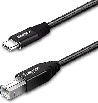 Type C to USB B Cable,1 Pack 6ft Nylon Braided Printer Scanner Cord with Metal Connector Compatible with HP LaserJet, Canon, Samsung, Brother, Xerox and other Printers (Black)