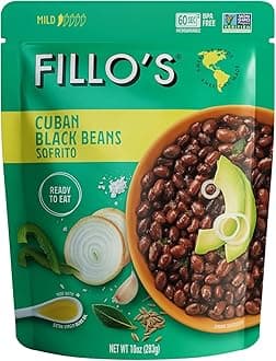 Fillo's Cuban Black Beans, Ready to Eat Sofrito & Beans, 10 oz, Made with Fresh Vegetables, Gluten-Free, Preservative-Free, Microwavable, Non-GMO, Plant Protein, Vegan Friendly