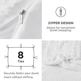 Bedsure Boho Duvet Cover Queen Size, Soft & Comfortable Elegant Design Boho Bedding for Decoration, Machine Washable Comforter Cover for All Seasons,Includes 1 Duvet Cover & 2 Pillow Shams,White