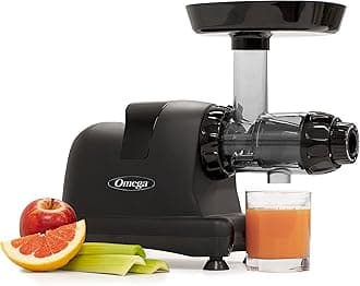 Omega J8006HDBLK Juicer Slow Masticating Cold Press Vegetable and Fruit Juice Extractor and Nutrition System, Triple Stage, Black
