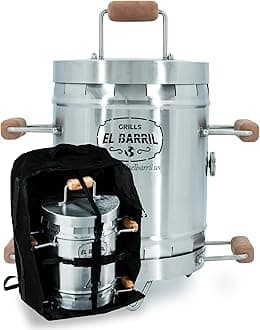 EL BARRIL 60 LBS Premium Combo Stainless Steel Barrel Charcoal Vertical Grill