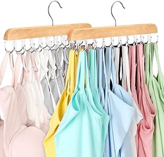 Resovo Bra Hanger for Closet, Tank Top Hanger 20 Hooks Capacity Foldable Wood Space Saving Hanger Closet Organizers and Storage for Dorm & Apartment for Tank Top, Bra, Scarf etc.