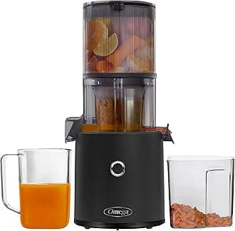 Omega Juicer Easy Clean Slow Masticating Cold Press Vegetable and Fruit Juice Extractor Effortless Series for Batch Juicing with Extra Large Hopper for No-Prep, 68-Ounce Capacity, 150-Watts, Black